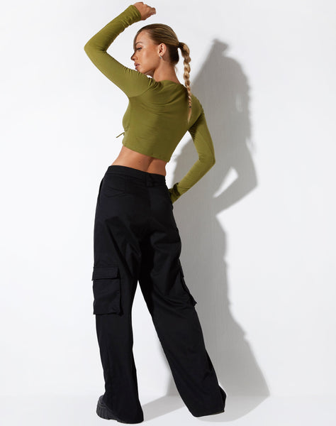 image of Gisy Crop Top in Lycra Khaki