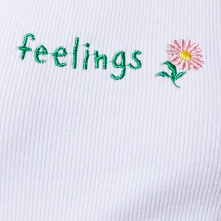 Givas Crop Top in White 'Feelings' Embro