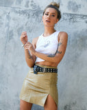 Image of Wren Mini Skirt in Croc PU Khaki