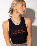 Givas Crop Top in Black with 'Set Your Soul On Fire' in Red