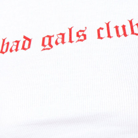 Givas Crop Top in White 'Bad Gals Club' in Red