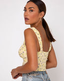 Gladis Vest Crop Top in Wild Flower Lemon Drop