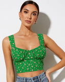 Gladis Crop Top in Paisley Fun Green