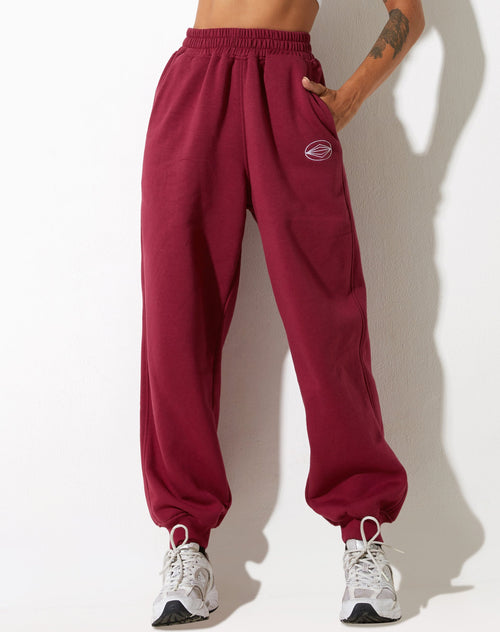 image of Roider Jogger in Burgundy with "Winning Team" Embro