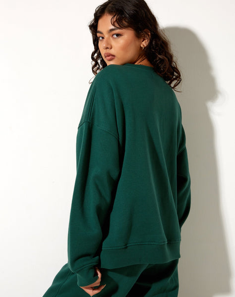 Image of Glan Sweatshirt in Forest Green in Winning Team Mix Embro