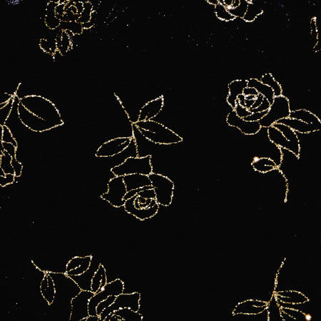 Glasty Crop Top in Black and Gold Rose Stamp