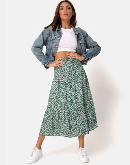 Saika Midi Skirt in Bloom Baby Blue