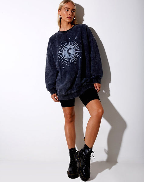 Image of Glo Sweatshirt in Black Stone Wash Cosmos