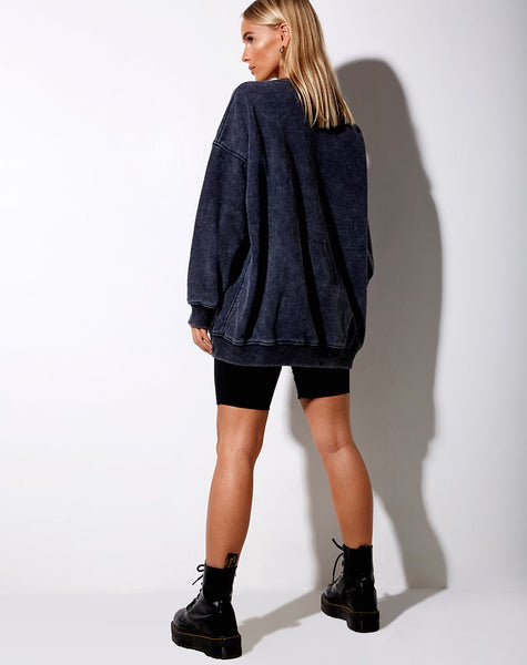 Image of Glo Sweatshirt in Black Stone Wash Cosmos