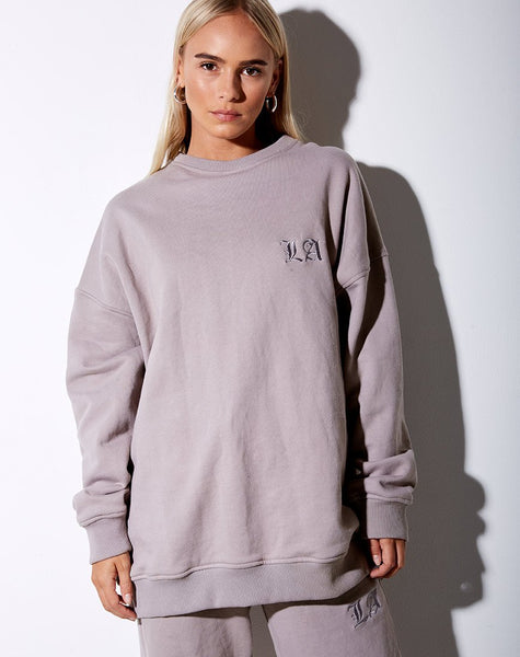 Image of Glo Sweatshirt in Mushroom with LA Embro