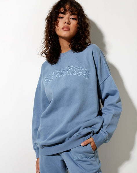 Image of Glo Sweatshirt in Powder Blue Memories Embro