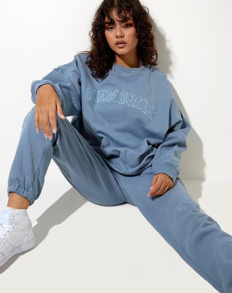 Image of Glo Sweatshirt in Powder Blue Memories Embro