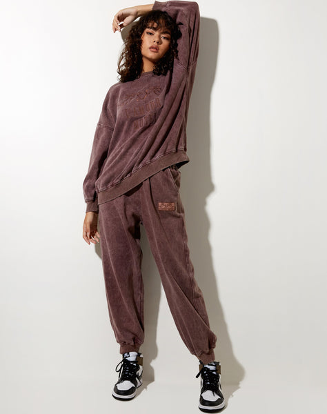 Image of Glo Sweatshirt in Brown Wash LAmour Motel Embro