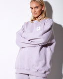 Image of Glo Sweatshirt in Pastel Lilac Daisy Embro