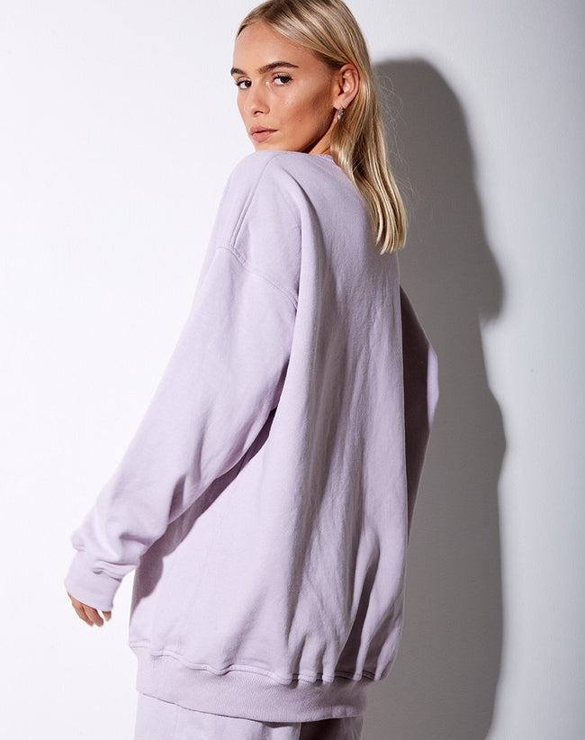 Image of Glo Sweatshirt in Pastel Lilac Daisy Embro