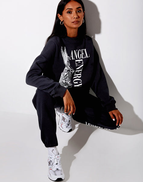 Glo Sweatshirt in Black 'Angel Energy'