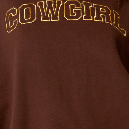 Glo Sweatshirt in Deep Mahogany with 'Cowgirl' Gold Embro