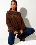 Image of Glo Sweatshirt in Deep Mahogany with Cowgirl Gold Embro