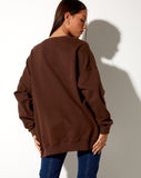 Image of Glo Sweatshirt in Deep Mahogany with Cowgirl Gold Embro