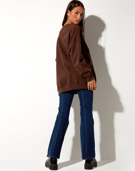 Image of Glo Sweatshirt in Deep Mahogany with Cowgirl Gold Embro