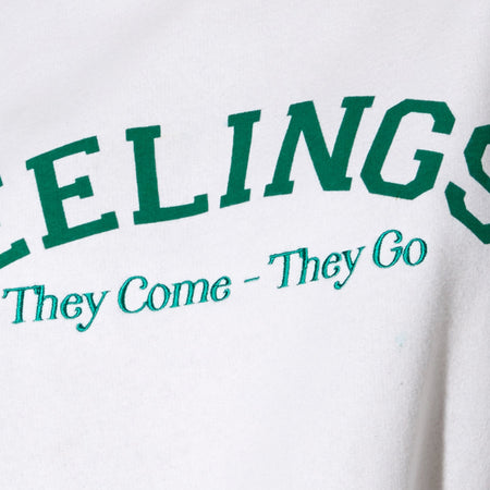 Glo Sweatshirt in White 'Feelings They Come They Go'