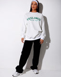 Glo Sweatshirt in White 'Feelings They Come They Go'