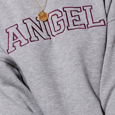 Glo Sweatshirt in Greymarl 'Angel' Embro in Burgundy