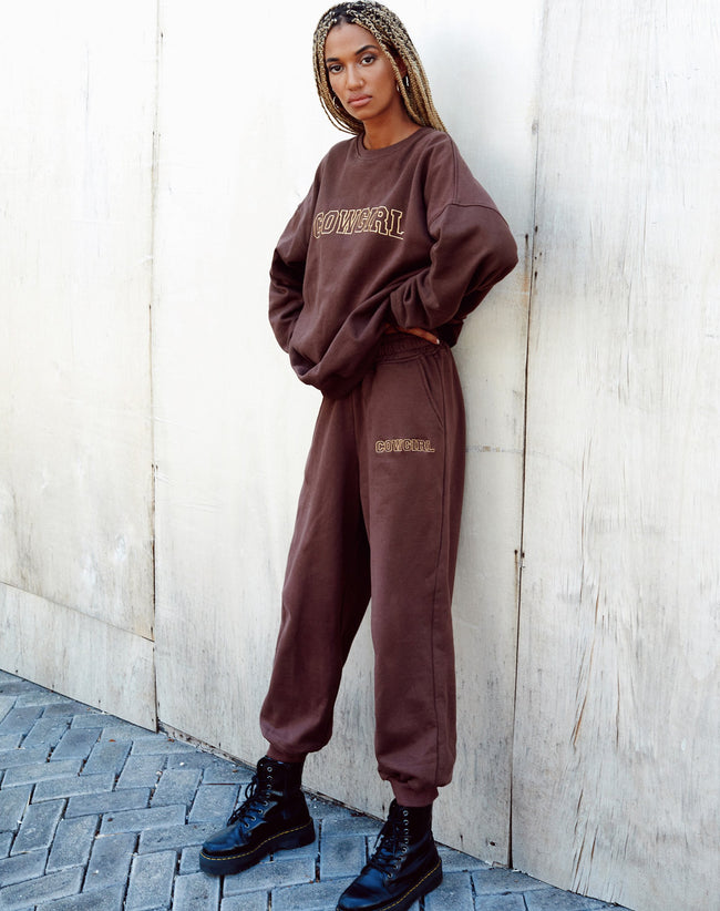 Image of Roider Jogger in Deep Mahogany Cowgirl Gold Embro