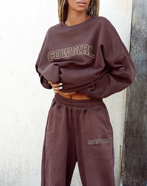 Image of Roider Jogger in Deep Mahogany Cowgirl Gold Embro