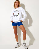 Image of Glo Sweatshirt in White Fantasy Reality Mix Print and Embroidery