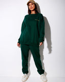 Image of Glo Sweatshirt in Bottle Green with Take Care Of Yourself Embro