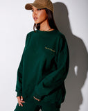 Image of Glo Sweatshirt in Bottle Green with Take Care Of Yourself Embro