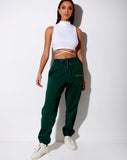 Basta Jogger in Bottle Green with 'Take Care Of Yourself' Embro