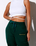 Basta Jogger in Bottle Green with 'Take Care Of Yourself' Embro