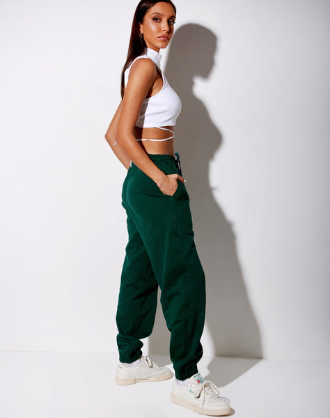 Basta Jogger in Bottle Green with 'Take Care Of Yourself' Embro