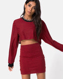 Kimmy Bodycon Skirt in Mini Stripe Red and Black