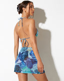 image of Godiva Mini Skirt in Abstract Floral Blue