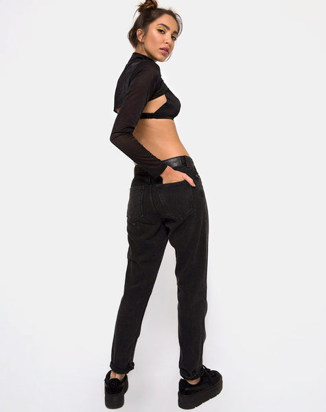 Gola Top in Sheer Mesh Black