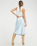 image of Goya Midi Skirt in Satin Ice Blue