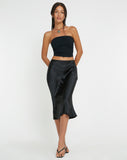 image of Goya Midi Skirt in Satin Black