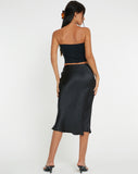 image of Goya Midi Skirt in Satin Black