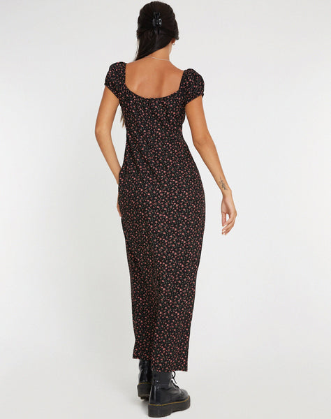 image of Grace Maxi Dress in Dark Pink Rose Black