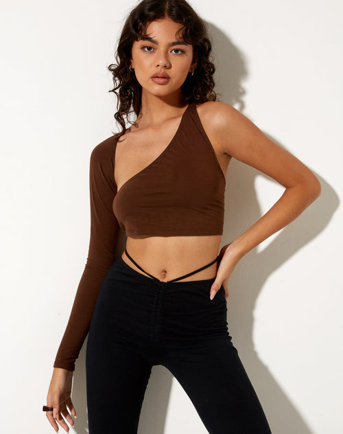 Image of Grasel Crop Top in Lycra Cocoa