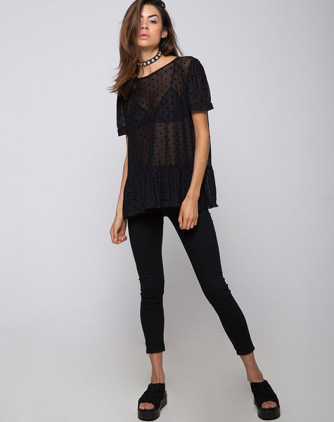 Gretta Top in Polka Net Black