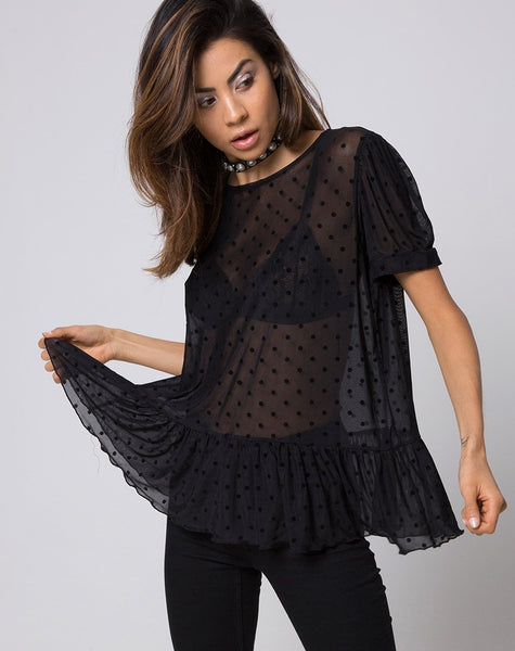 Gretta Top in Polka Net Black