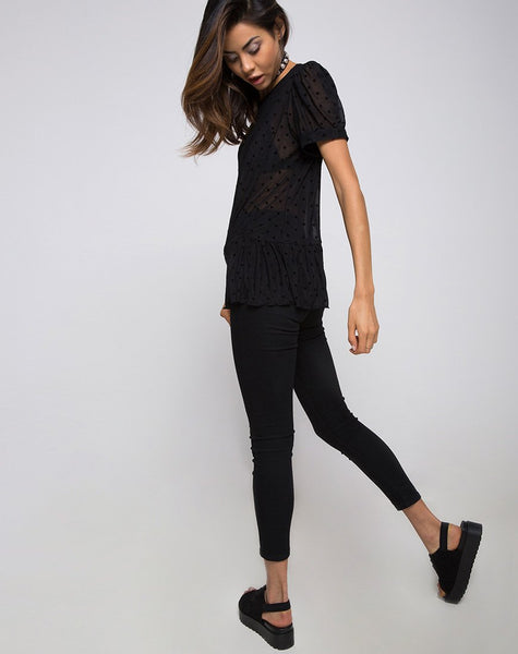 Gretta Top in Polka Net Black