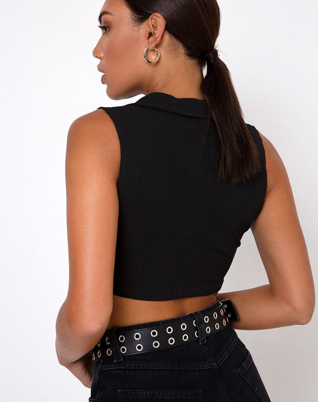 Image of Guaco Crop Top in Rib Black