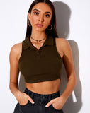 Image of Guaco Crop Top in Rib Khaki