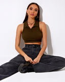 Image of Guaco Crop Top in Rib Khaki