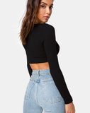 Guan Crop Top in Rib Black